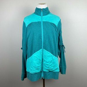 Neon Buddha Jacket L Womens Zip Up Lightweight Ruched Tie‎ Sleeve Large